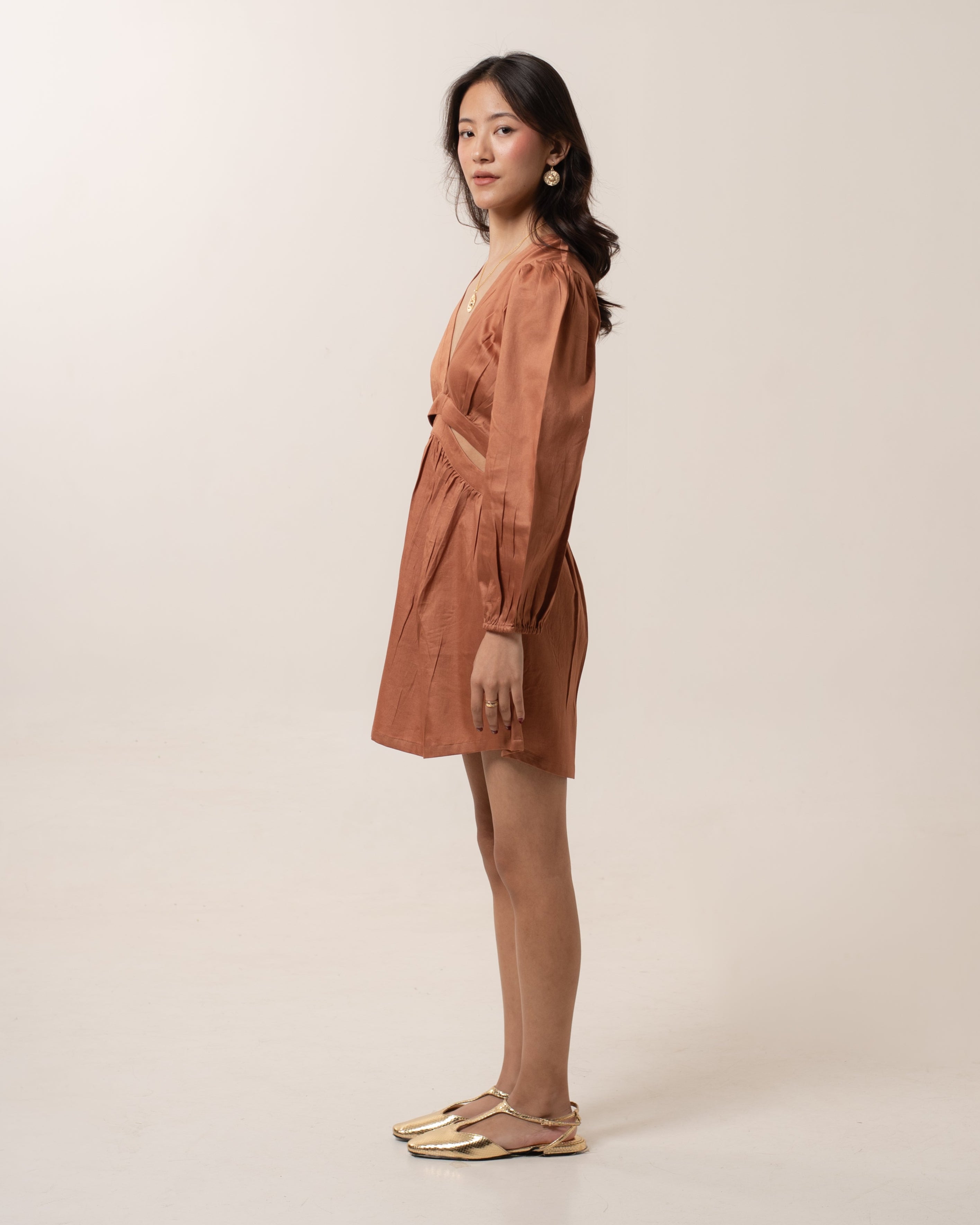 Toasted Zephyr Cut-Out Dress