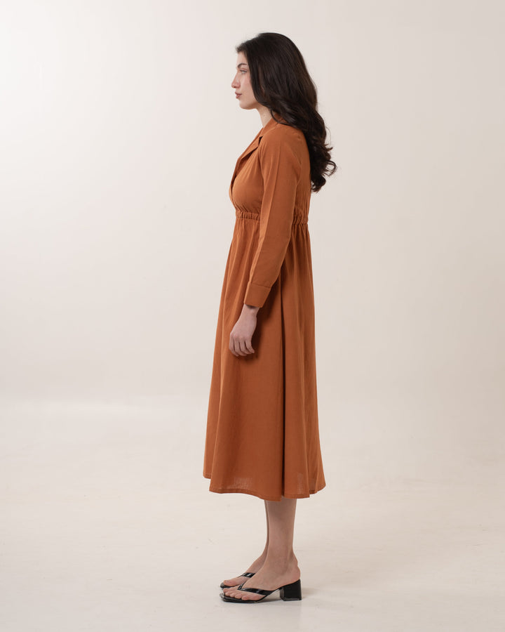 Sienna Crest Midi – Cotton Midi Dress for Women