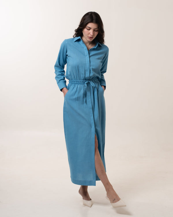 Aqua Allure Slit Dress