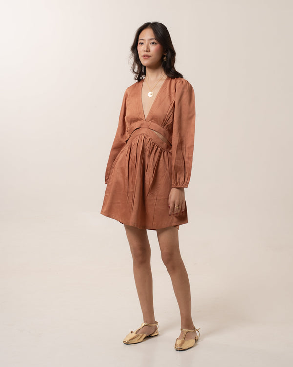 Toasted Zephyr Cut-Out Dress